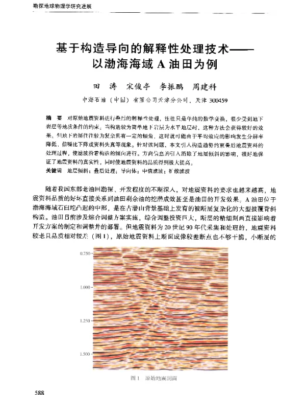基于构造导向的解释性处理技术--以渤海海域A油田为例