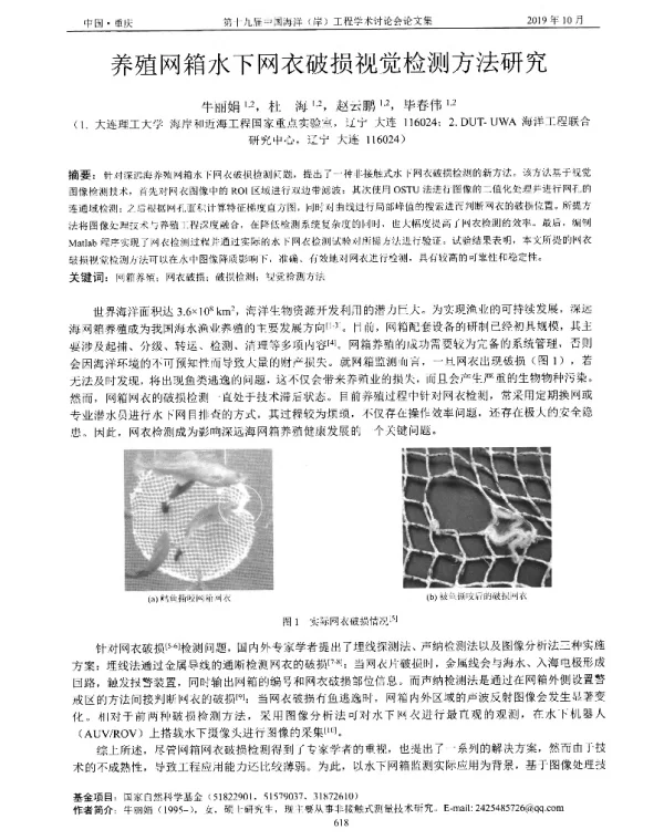 养殖网箱水下网衣破损视觉检测方法研究