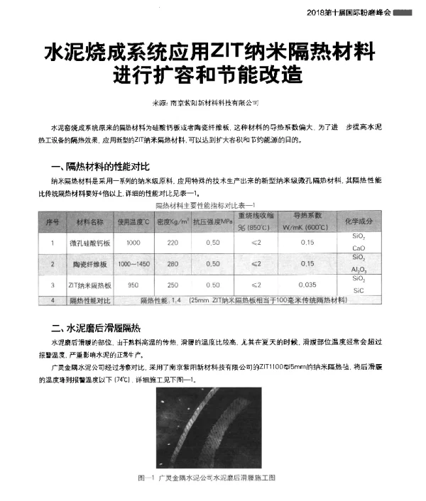水泥烧成系统应用ZIT纳米隔热材料进行扩容和节能改造