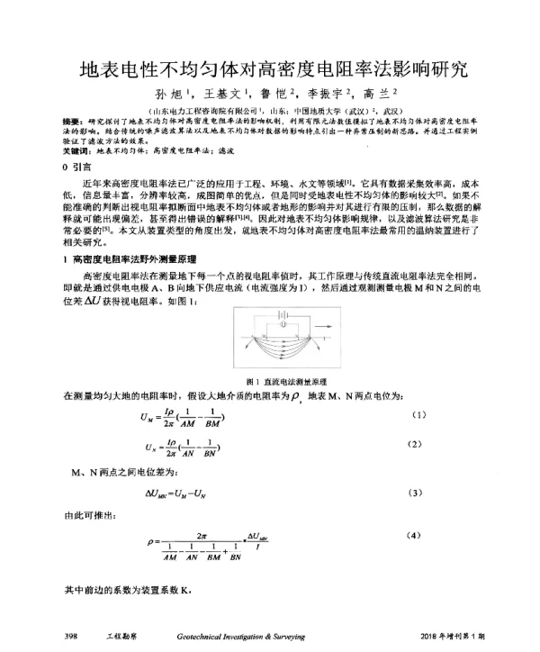 地表电性不均匀体对高密度电阻率法影响研究