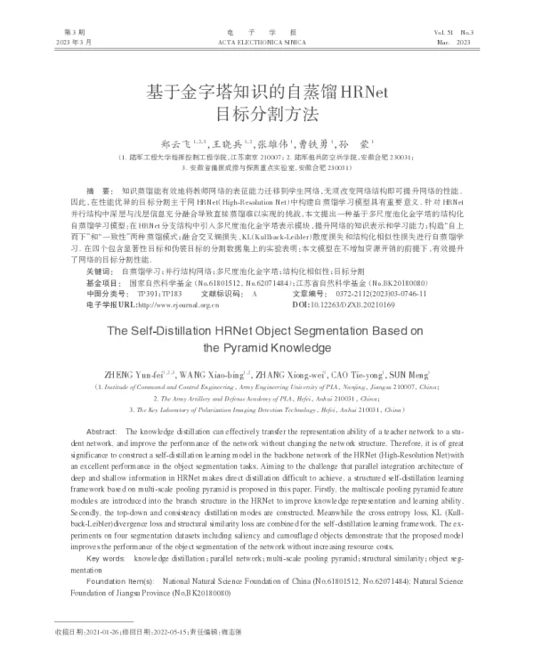 基于金字塔知识的自蒸馏HRNet目标分割方法