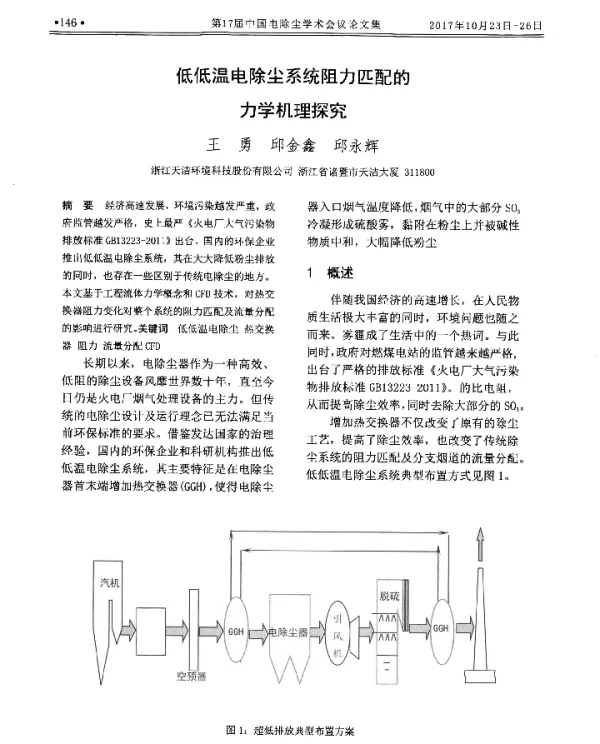 低低温电除尘系统阻力匹配的力学机理探究
