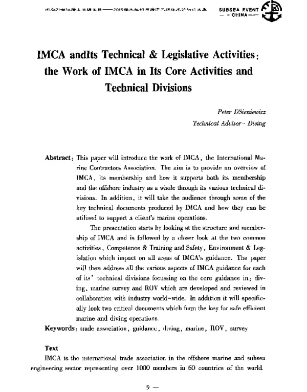 IMCAandItsTechnical&LegislativeActivitiestheWorkofIMCAinItsCoreActivitiesandTechnicalDivisions