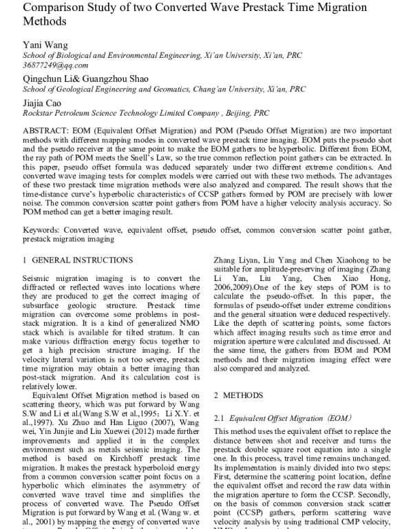 ComparisonStudyoftwoConvertedWavePrestackTimeMigrationMethods