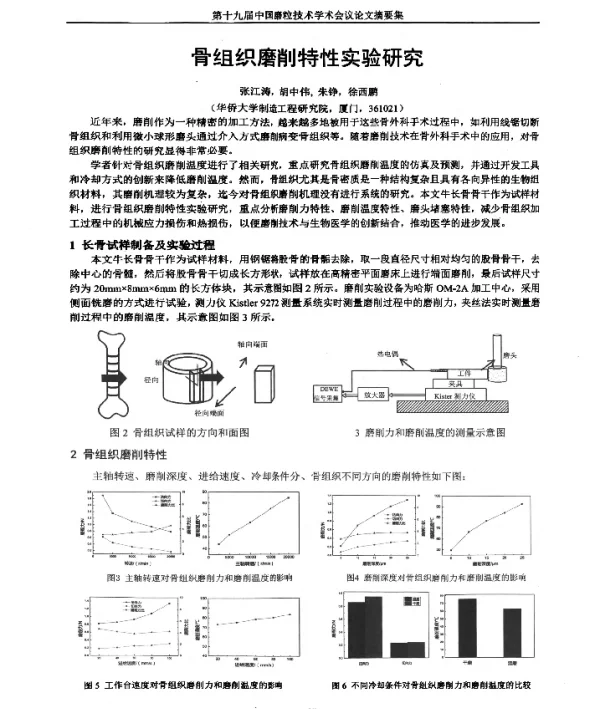 骨组织磨削特性实验研究