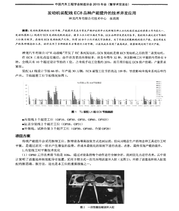 发动机装配线EC8品种产能提升的技术开发应用
