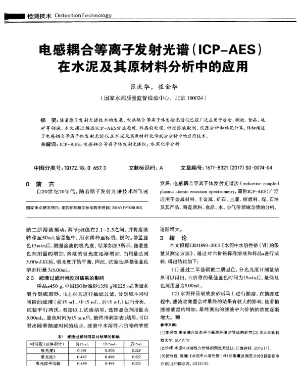 电感耦合等离子发射光谱(ICP-AES)在水泥及其原材料分析中的应用