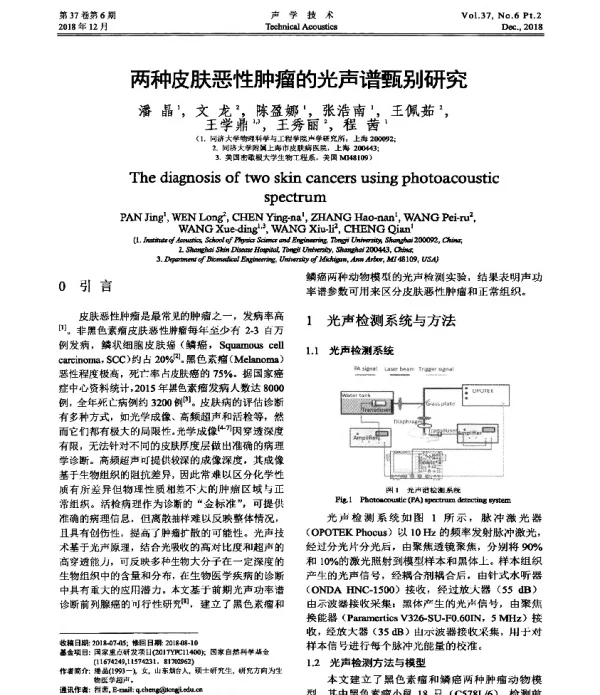 两种皮肤恶性肿瘤的光声谱甄别研究