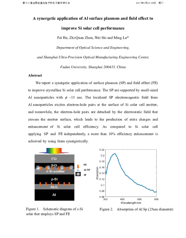 AsynergeticapplicationofAlsurfaceplasmonandfieldeffecttoimproveSisolarcellperformance