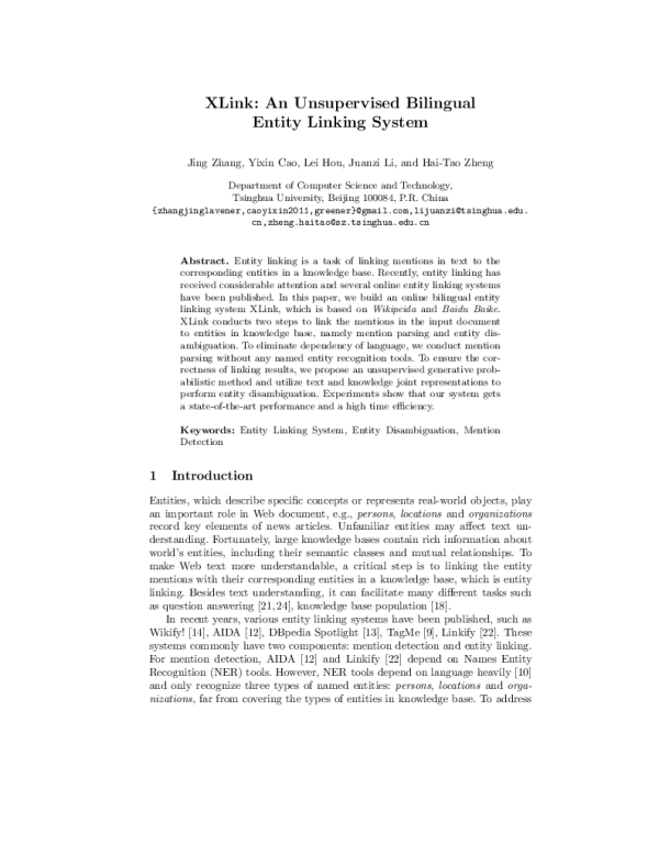 XLinkAnUnsupervisedBilingualEntityLinkingSystem