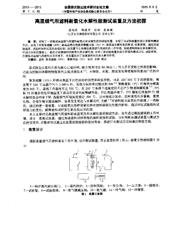 高温烟气用滤料耐氧化水解性能测试装置及方法初探