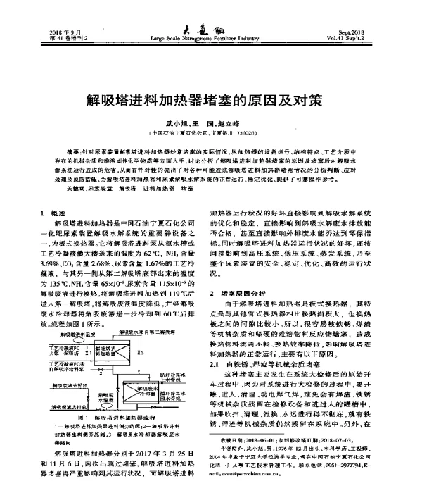 解吸塔进料加热器堵塞的原因及对策