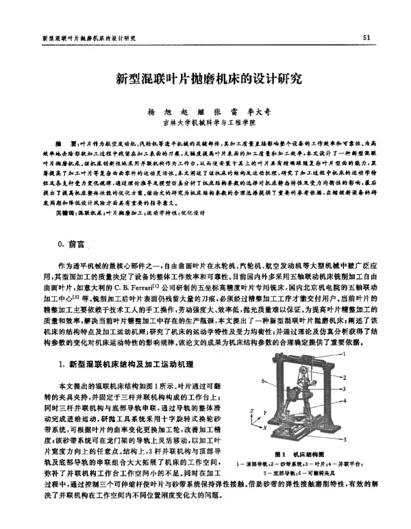 新型混联叶片抛磨机床的设计研究