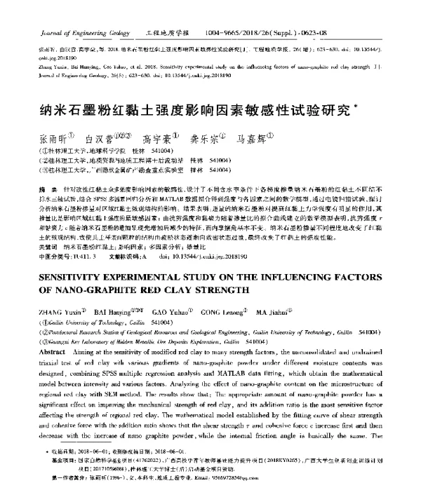 纳米石墨粉红黏土强度影响因素敏感性试验研究