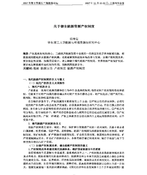 关于健全能源资源产权制度