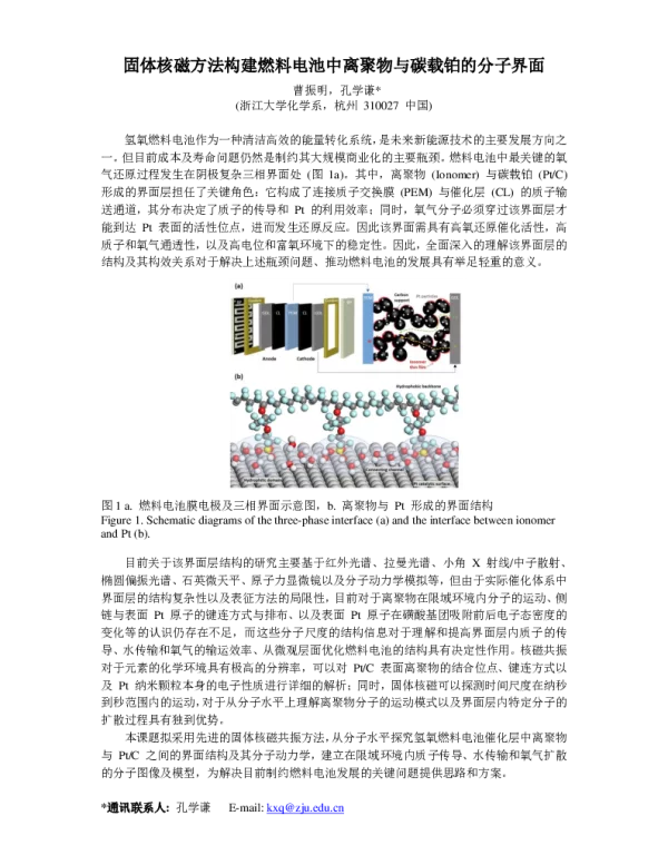 固体核磁方法构建燃料电池中离聚物与碳载铂的分子界面