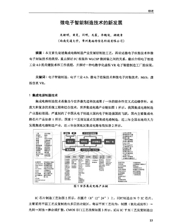 微电子智能制造技术的新发展