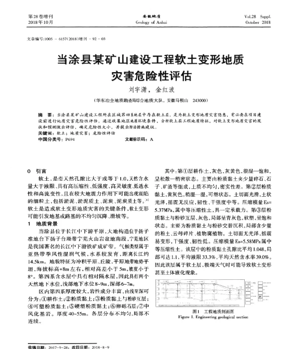 当涂县某矿山建设工程软土变形地质灾害危险性评估