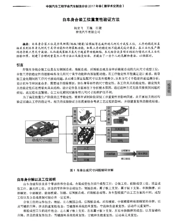白车身合装工位重复性验证方法