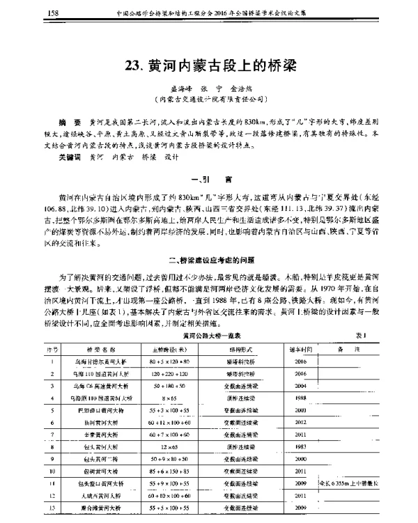 黄河内蒙古段上的桥梁