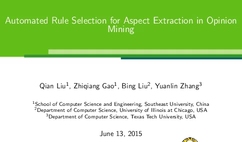 AutomatedRuleSelectionforAspectExtractioninOpinionMining