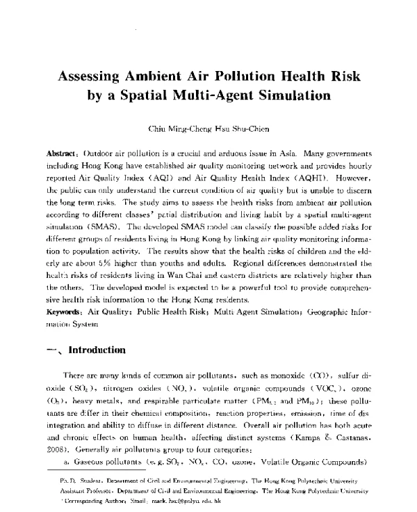 AssessingAmbientAirPollutionHealthRiskbyaSpatialMulti-AgentSimulation
