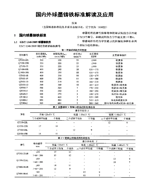 国内外球墨铸铁标准解读及应用