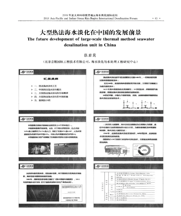 大型热法海水淡化在中国的发展前景