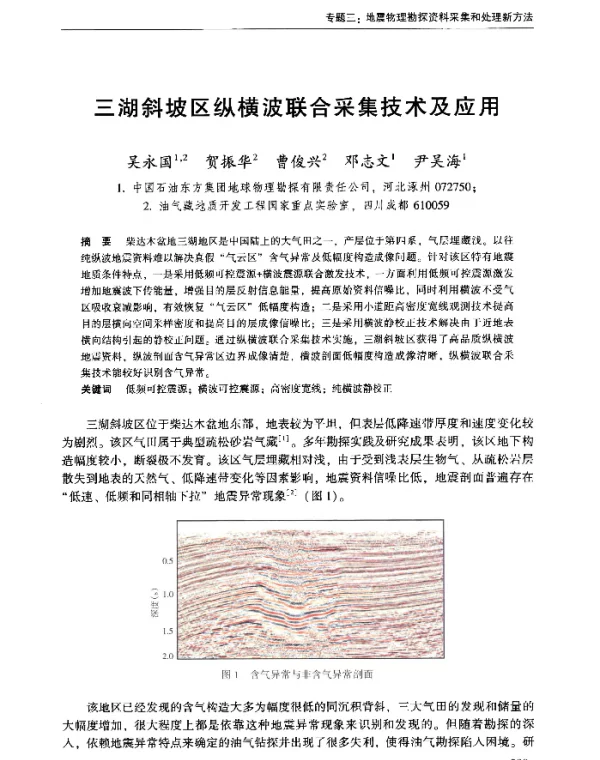 三湖斜坡区纵横波联合采集技术及应用