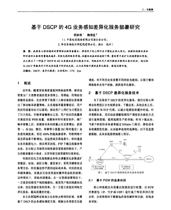 基于DSCP的4G业务感知差异化服务部署研究