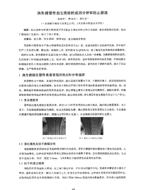 消失模管件自生锈斑的成因分析和防止措施