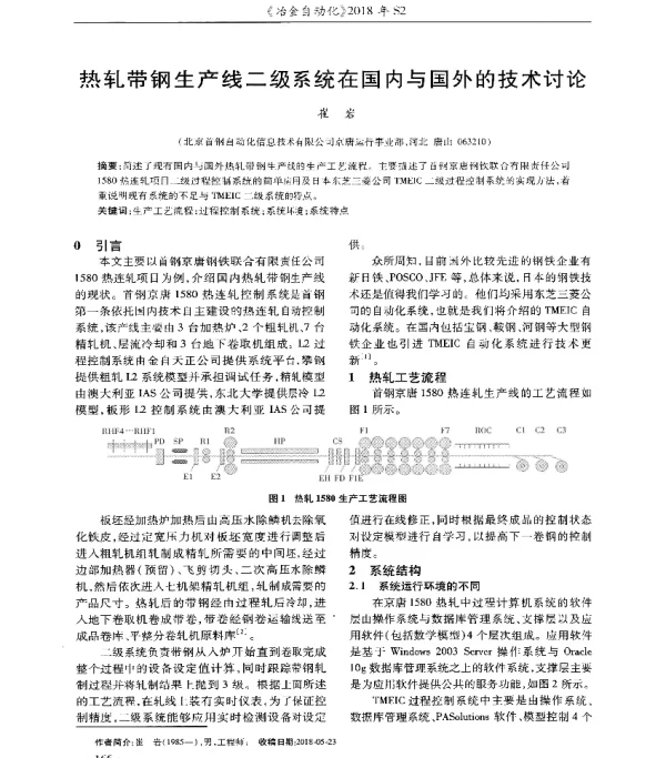 热轧带钢生产线二级系统在国内与国外的技术讨论