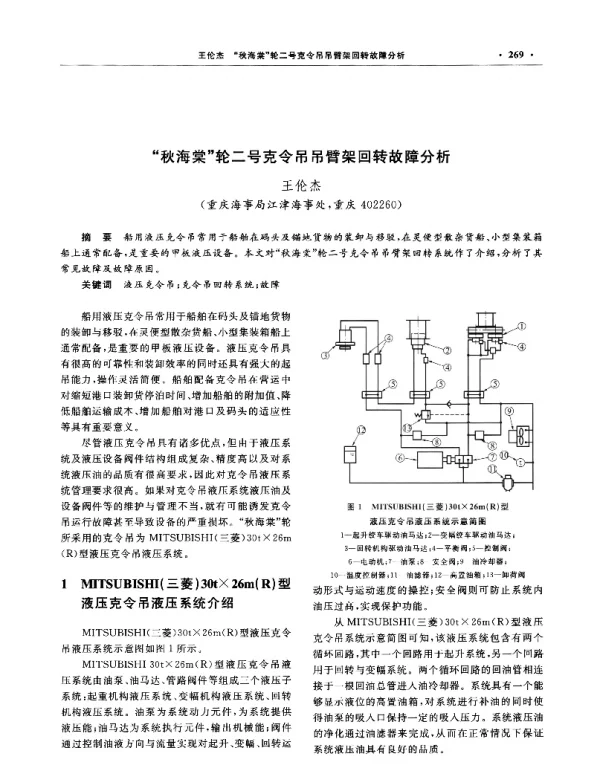 秋海棠轮二号克令吊吊臂架回转故障分析