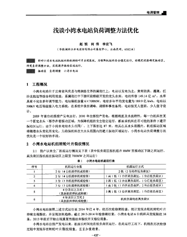 浅谈小湾水电站负荷调整方法优化