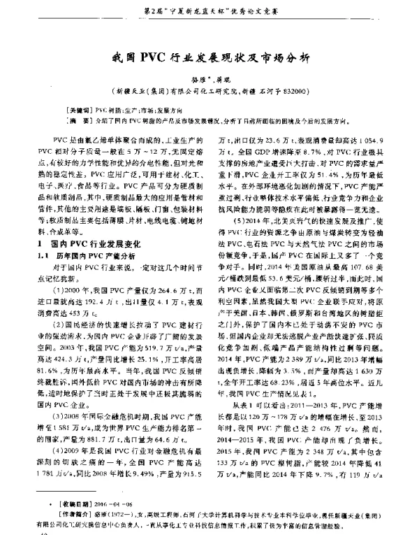 我国PVC行业发展现状及市场分析