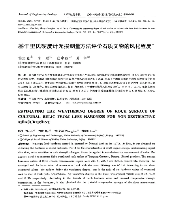 基于里氏硬度计无损测量方法评价石质文物的风化程度