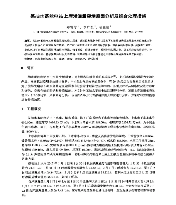 某抽水蓄能电站上库渗漏量突增原因分析及综合处理措施