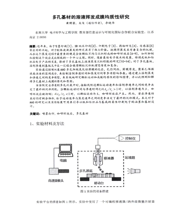 多孔基材的溶液挥发成膜均质性研究