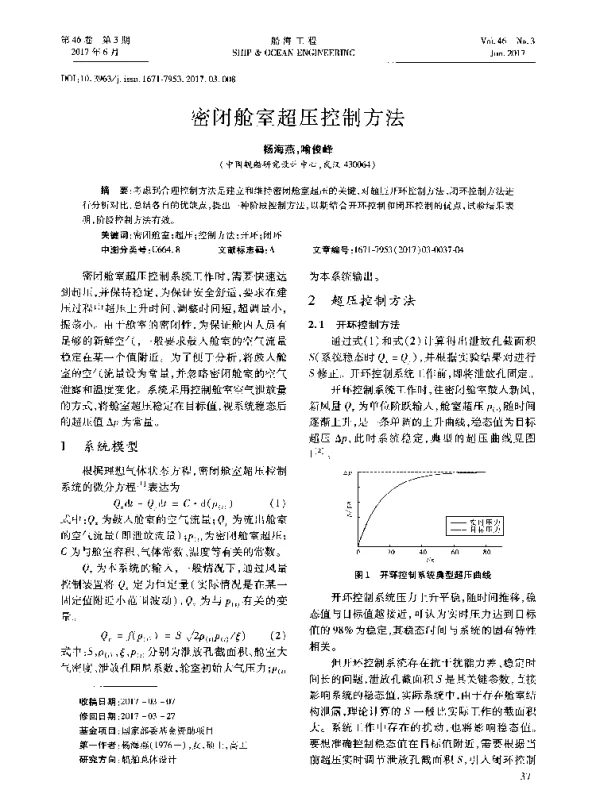 密闭舱室超压控制方法