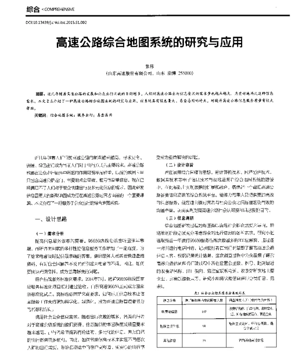 高速公路综合地图系统的研究与应用