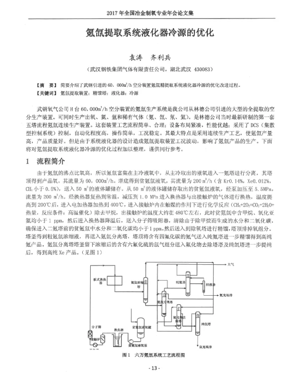 氪氙提取系统液化器冷源的优化