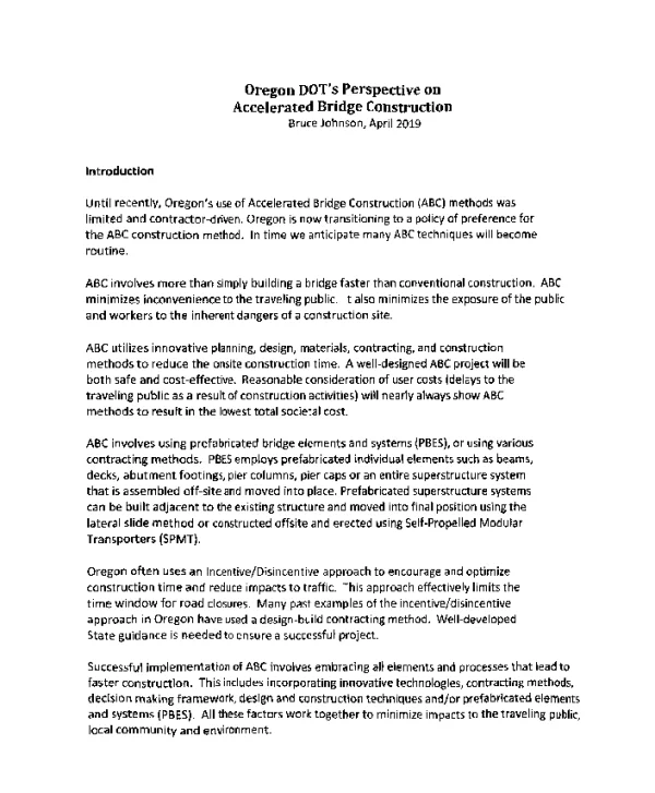 OregonDOTsPerspectiveonAcceleratedBridgeConstruction
