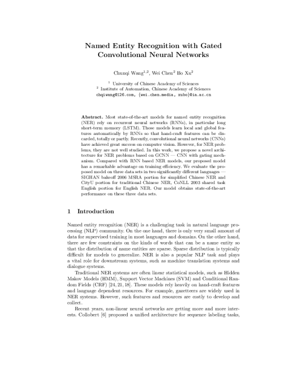 NamedEntityRecognitionwithGatedConvolutionalNeuralNetworks