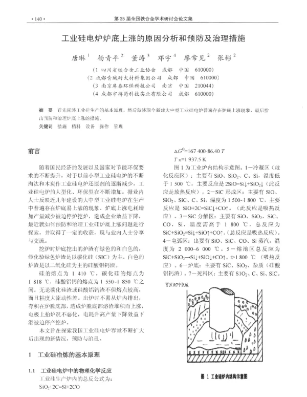 工业硅电炉炉底上涨的原因分析和预防及治理措施