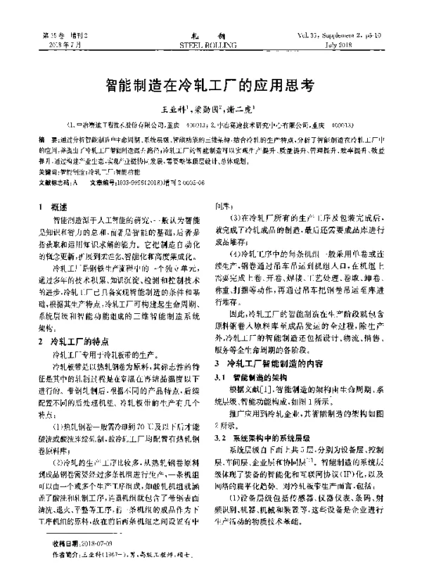 智能制造在冷轧工厂的应用思考
