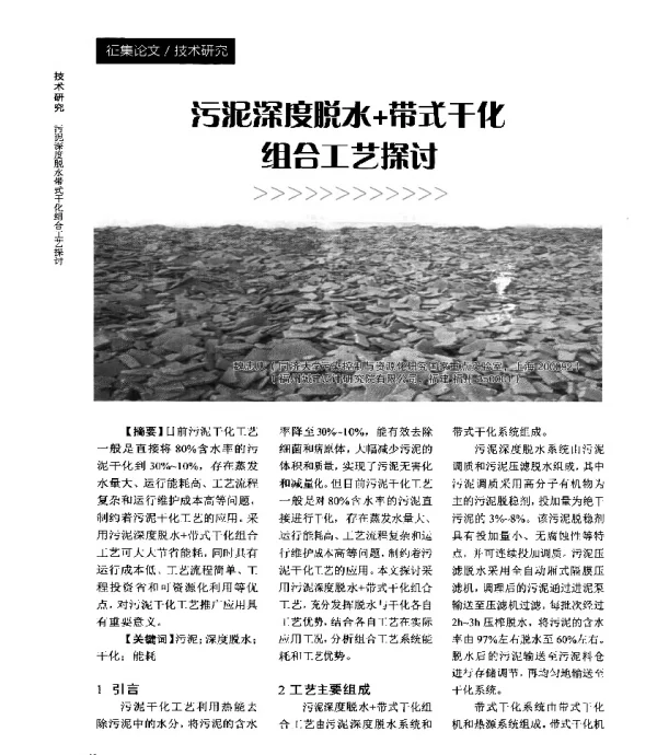 污泥深度脱水+带式干化组合工艺探讨