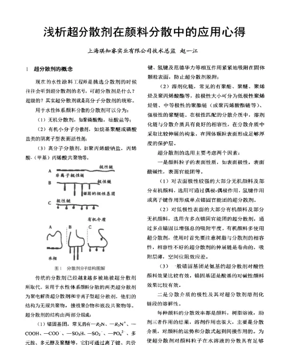浅析超分散剂在颜料分散中的应用心得