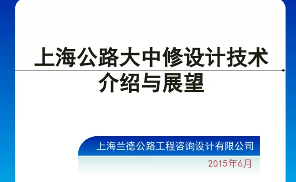 上海公路大中修设计技术介绍与展望
