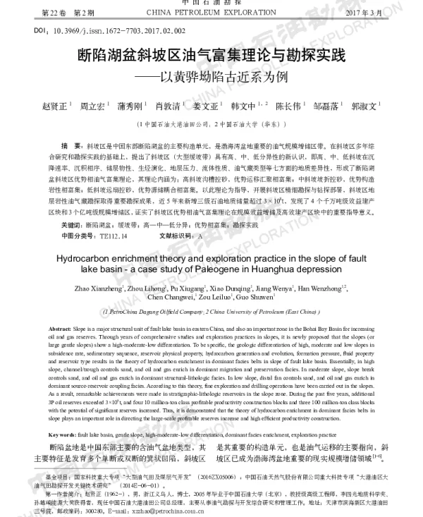 断陷湖盆斜坡区油气富集理论与勘探实践--以黄骅坳陷古近系为例