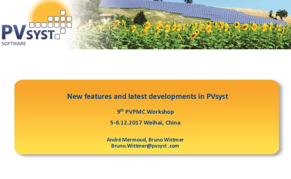 NewfeaturesandlatestdevelopmentsinPVsyst